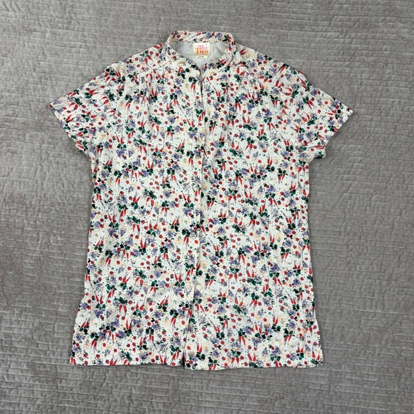 We Two California Tops - Vintage 70s We Two California Floral Blouse Cottagecore Short Sleeve Top Grandma